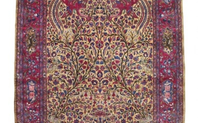 SOLD. An antique full silk Kashan rug, Persia. A rare and unique yellow grounded tree design. C. 1910-1920. 203 x 129 cm. – Bruun Rasmussen Auctioneers of Fine Art