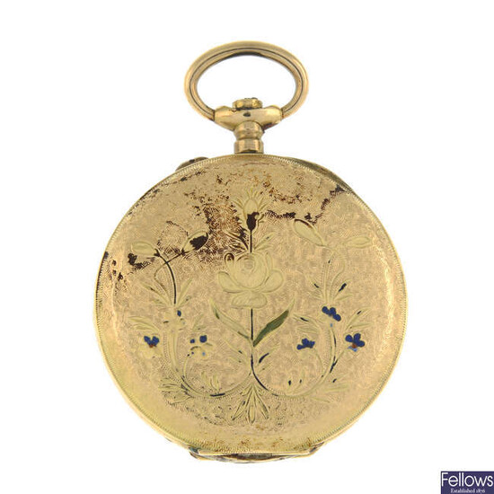 An early 20th century 14ct gold pocket watch. AF.