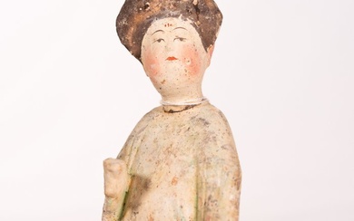 Ancient Chinese, Tang Dynasty Terracotta figure of Fat Lady, 22 cm with TL Figure