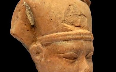 Ancient Egypt, Ptolemaic Terracotta Large Terracotta Head - Pharaoh Ptolemy XV?