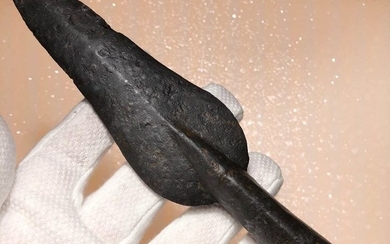 Ancient Greek, Hellenistic Iron Hoplites Spearhead with a Beautifully shaped ''Leaf''