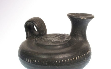 Ancient Greek TerracottaBlack Glazed Guttus with Pegasus, South Italy