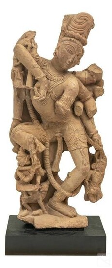 Ancient Indian Carved Sandstone Dancer Sculpture