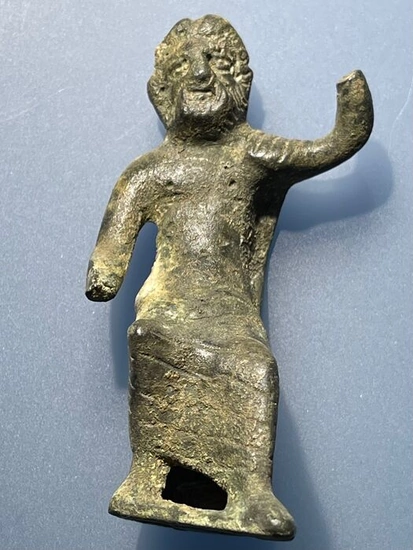 Ancient Roman Bronze Exclusive Figurine of Throned Jupiter (Zeus) - (8.2 cm)