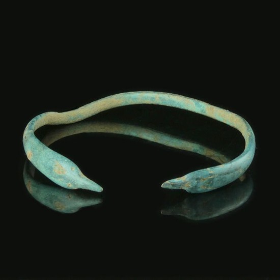 Ancient Roman Bronze Snake heads bracelet