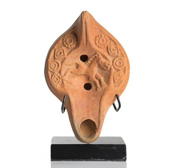 Ancient Roman Terracotta Provenanced Oil Lamp with Galloping Horse - 12.5×8.3×6 cm