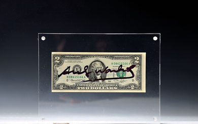 Andy Warhol, 1928-1987, 2 dollars (Thomas Jefferson), 1976, front signed...