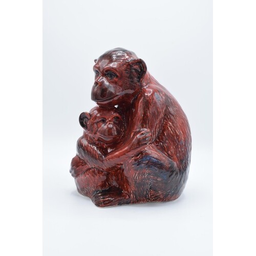 Anita Harris Art Pottery model of pair of monkeys in a flamb...