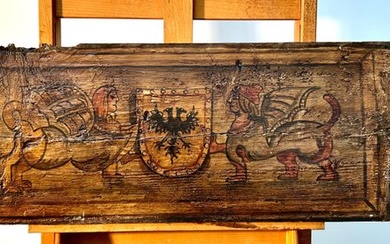 Antica tavola da soffitto del ‘600, Cremonese - Stemma nobiliare, araldica