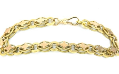 Antique 19th C Fancy Link Gold Filled Bracelet.