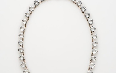 Antique Art Deco Rose Cut Crystal Sterling Necklace