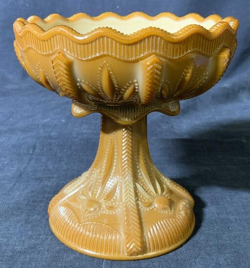 Antique Caramel Glass Footed Bowl