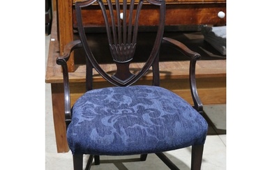 Antique English mahogany shield back George III arm chair