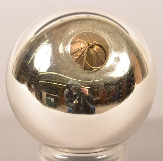 Antique French Silver Glass Ball Form Kugel.