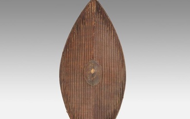 Antique Ganda East African Wicker Tribal Shield with Handle Uganda