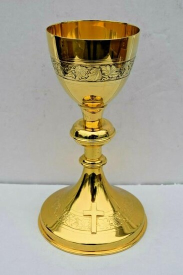 Antique Gothic Chalice + Cup Sterling + Gold Plated + 9