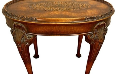 Antique Inlaid Walnut Carved Side Table COLBY'S FUNITURE
