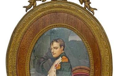 Antique Napoleon Miniature Painting, signed