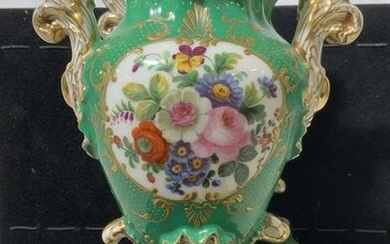 Antique Pair Hand Painted Porcelain Urn Vessels
