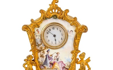 Antique Vienna Painted enamel miniature clock