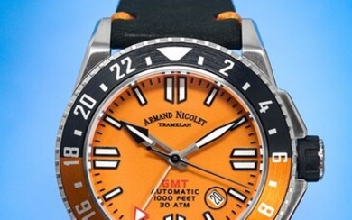 Armand Nicolet - JSS GMT Orange Leather+ extra strap - A486HOA-OR-P0480NO8 - Men - 2011-present