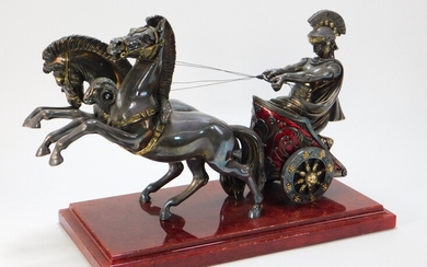 Arnaldo Giannelli Silvered Metal Chariot Sculpture