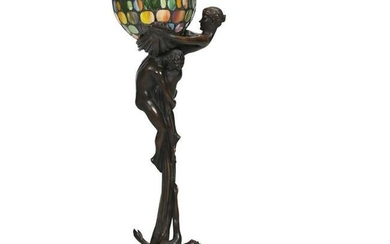 Art Deco Style Cast Bronze Figural Lamp.