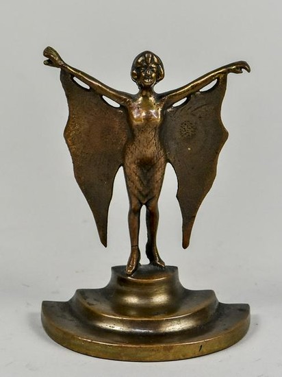 Art Nouveau Style Bronze Winged Female Figure