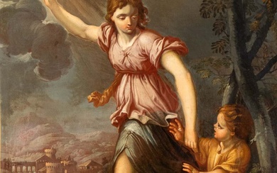Artista romano, metà XVIII secolo () Tobiolo e l'angelo Olio su tela cm....