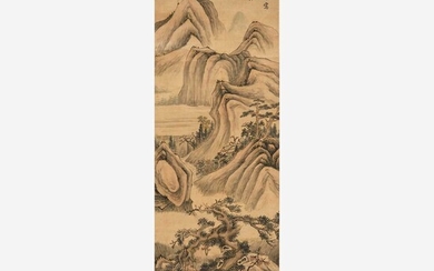 Attributed to Qi Zhijia (Chinese circa 1595-1670) 或祁豸佳(盒子墨书) Travelers in a Mountainous Landscape 山中行旅图