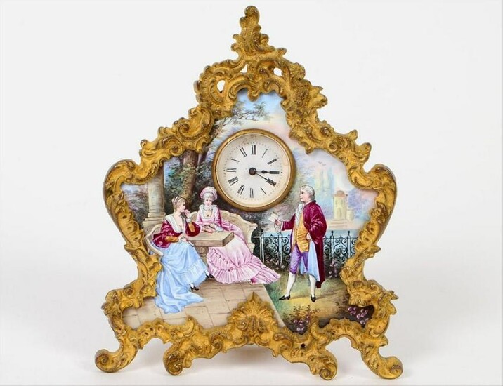 Austrian Vienna Viennese Enamel Ormolu Gilt Bronz Clock