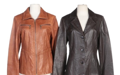 Avanti Leather Jacket with Top Stitching and Anne Klein Cognac Leather Jacket