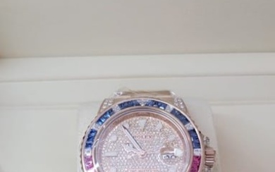 BRAND NEW FACTORY ROLEX GMT MASTER II SARU DIAMOND PAVE DIAL COMES WITH BOX AND PAPERS