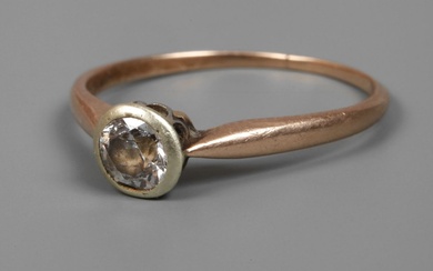 Bague pour femme avec diamant taille ancienne Début du 20e siècle, or blanc et rose...