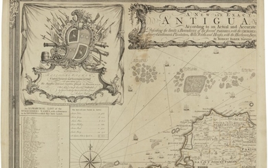 Baker, Robert. New and Exact Map of the Island of Antigua, in America. London, 1748-1749