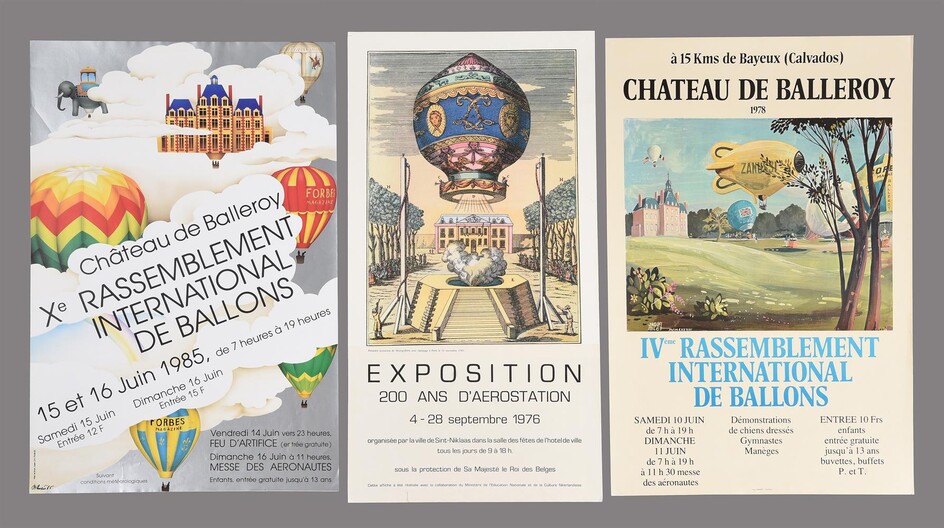 Ballooning Posters a group of three French posters. 1976-1985