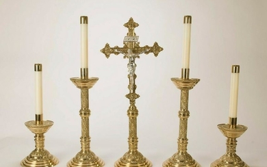 Beautiful Altar Cross with Matching Pair of
