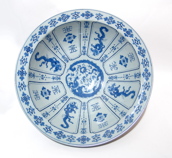 Beautiful Japanese blue and white porcelain wash basin