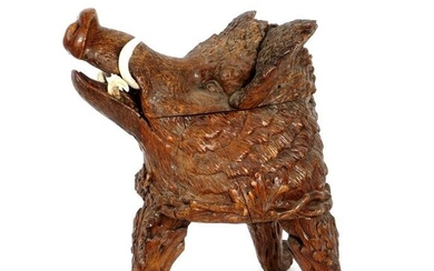 Black Forest Carved Boar Head Humidor / Cellarette