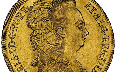 Brazil: , Maria I gold 6400 Reis (Peça) 1795-R MS62 NGC,...