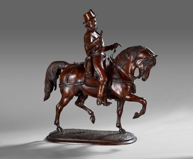 Bronze equestrian group representing William I, known as the Taciturn, Prince of Orange (1533-1584).