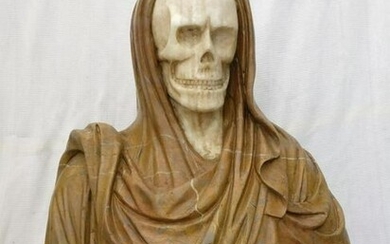 Bust in polychrome marble - Memento Mori - H 74 cm