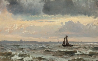C. F. Sørensen (b. Samsø 1818, d. Copenhagen 1879) Seascape with sailing...