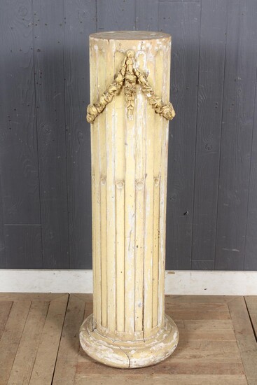CARVED AND PAINTED WOOD PEDESTAL