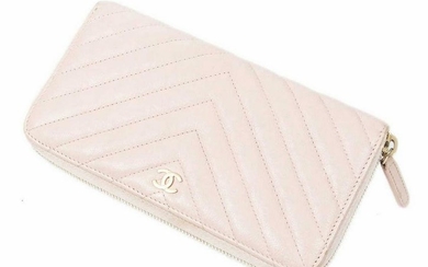 CHANEL 'L-GUSSET' PINK QUILTED LEATHER WALLET
