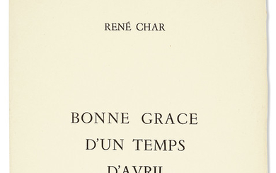 CHAR, René. Bonne grâce d'un temps d'avril. Alès, PAB, 1955