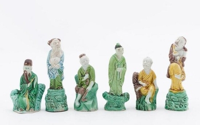CHINESE 6 SMALL MULTI-COLOR PORCELAIN IMMORTALS