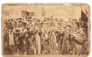 [CIVIL WAR]. CAMPBELL, G.W., photographer. CDV of jubilant musicians celebrating the fall of