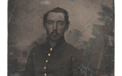 [CIVIL WAR]. Civil War tintype of Private Isaac P. Griffith, Company A, 3rd Iowa Infantry.