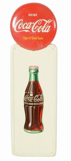 COCA-COLA PILASTER SIGN WITH BUTTON.